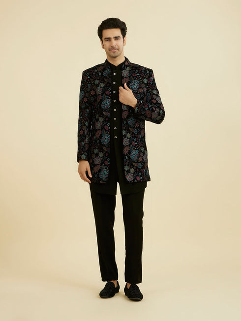 Manyavar Black Velvet Indo Western