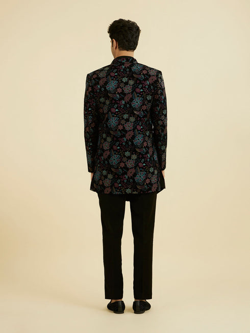 Manyavar Black Velvet Indo Western