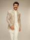 Manyavar Vijay's Light Grey & White Net Indo Western Set with Floral Embroidery