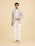 Manyavar Vijay's Light Grey & White Net Indo Western Set with Floral Embroidery