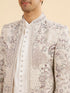Manyavar Vijay's Light Grey & White Net Indo Western Set with Floral Embroidery