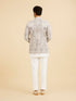 Manyavar Vijay's Light Grey & White Net Indo Western Set with Floral Embroidery