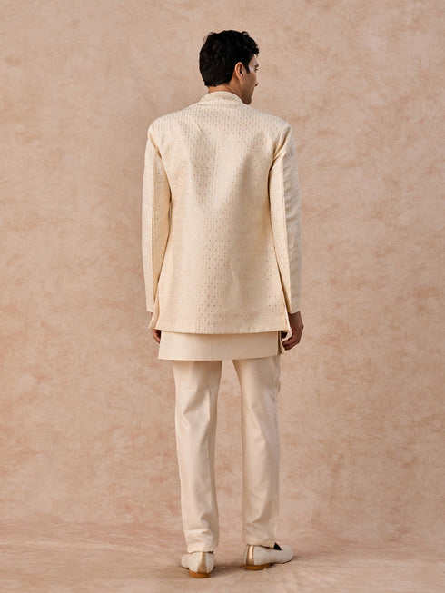 Manyavar Majestic Cream Indo Western Ensemble