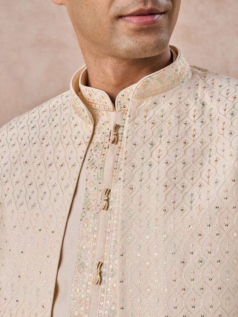 Manyavar Majestic Cream Indo Western Ensemble