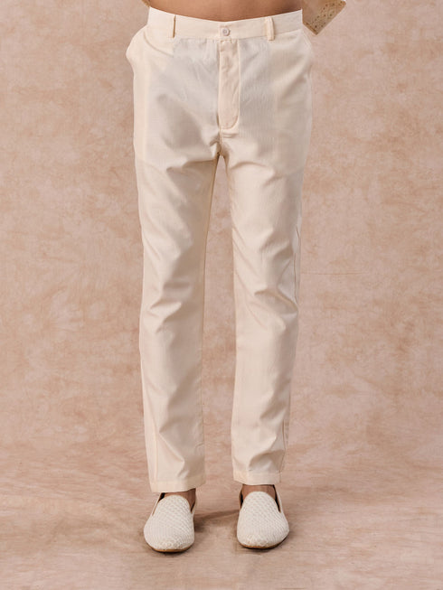 Manyavar Majestic Cream Indo Western Ensemble