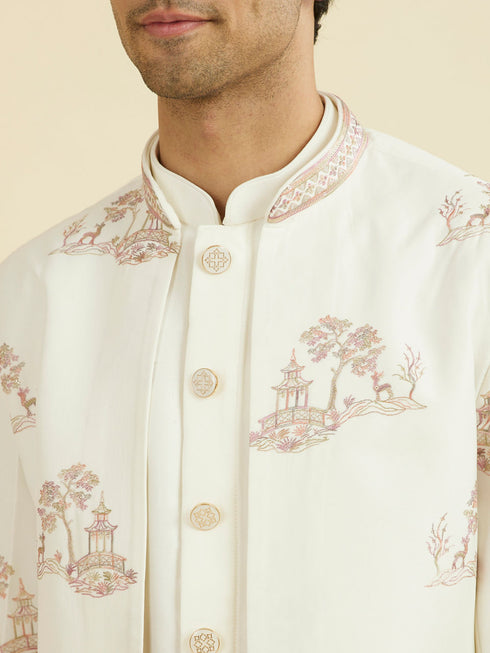 Manyavar Regal Cream Indo Western Set
