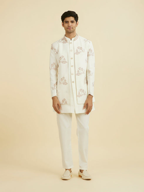 Manyavar Regal Cream Indo Western Set