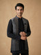 Manyavar Black Stone & Thread Work Indo Western Set
