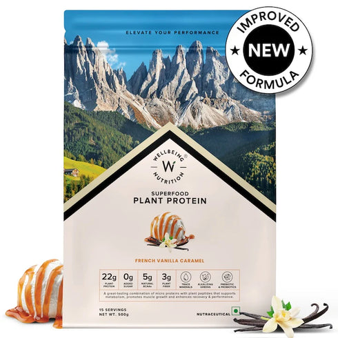 Wellbeing Nutrition Superfood Plant Protein | French Vanilla Caramel