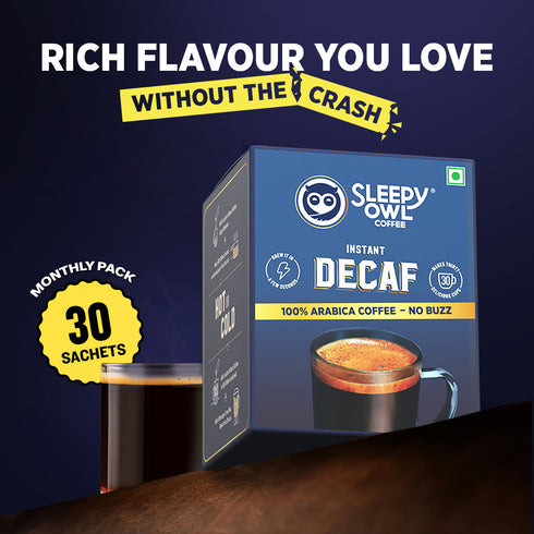 Sleepy Owl Coffee Decaf Instant Coffee – Pack of 30 Sachets