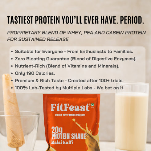 Fitfeast Protein Sachet Malai Kulfi Flavour (Each 50g ) | As Seen on Shark Tank