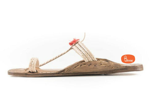 Vhaanfootwear Three Braided Pure Leather Handicraft Ladies Kolhapuri Chappal By Vhaan