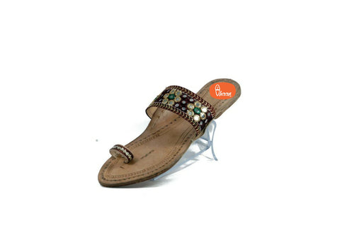 Vhaanfootwear Ruby Ladies Kolhapuri Chappal Embroidered With Authentic Handicraft