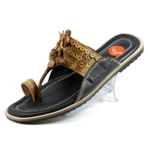 Vhaanfootwear Pure Leather Cushioned Anti Slippery Assal Kolhapuri Chappal For Men