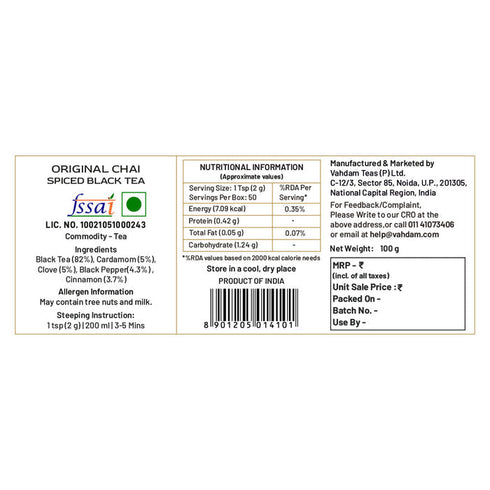 Vahdam India's Original Masala Chai Tea