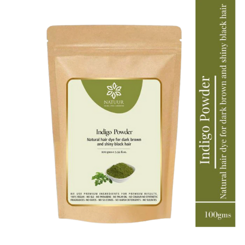 Natuur Indigo Powder Natural hair Dye for dark brown & shiny black hair 100gm