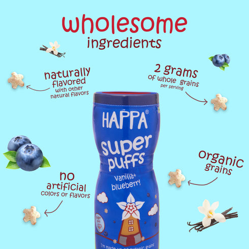 Happa Vanilla Blueberry and Apple Cinnamom Baby Puffs
