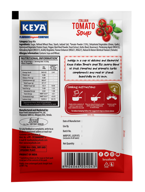 Keyafoods Keya Italian Tomato Soup Four Serves