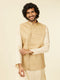 Manyavar Beige Fawn Self Patterned Nehru Jacket
