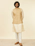 Manyavar Beige Fawn Self Patterned Nehru Jacket