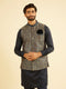 Manyavar Twilight Blue Ogee Patterned Jacket