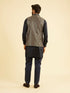 Manyavar Twilight Blue Ogee Patterned Jacket