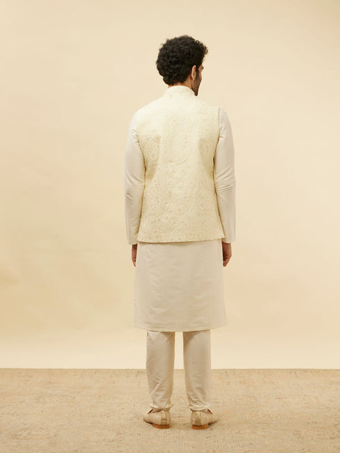 Manyavar Cream Paisley Patterned Jacket