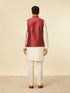Manyavar Brick Red Jacket with Buta Motifs