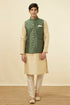 Manyavar Bottle Green Jacket With Golden Motifs
