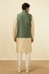Manyavar Bottle Green Jacket With Golden Motifs