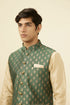 Manyavar Bottle Green Jacket With Golden Motifs