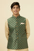 Manyavar Bottle Green Jacket With Golden Motifs