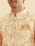 Manyavar Light Peach Floral Printed Nehru Jacket