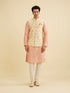 Manyavar Light Peach Floral Printed Nehru Jacket