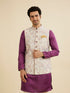 Manyavar Soft Lilac Floral Printed Nehru Jacket