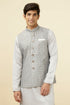 Manyavar Pearl RIver Grey Chikankari Inspired Printed Jacket