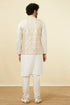 Manyavar Cream Pink Floral Printed Half Jacket
