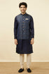 Manyavar Navy Blue Printed Jacket
