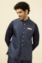 Manyavar Navy Blue Printed Jacket