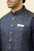 Manyavar Navy Blue Printed Jacket