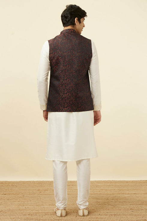 Manyavar Black Jacket With Contrast Prints