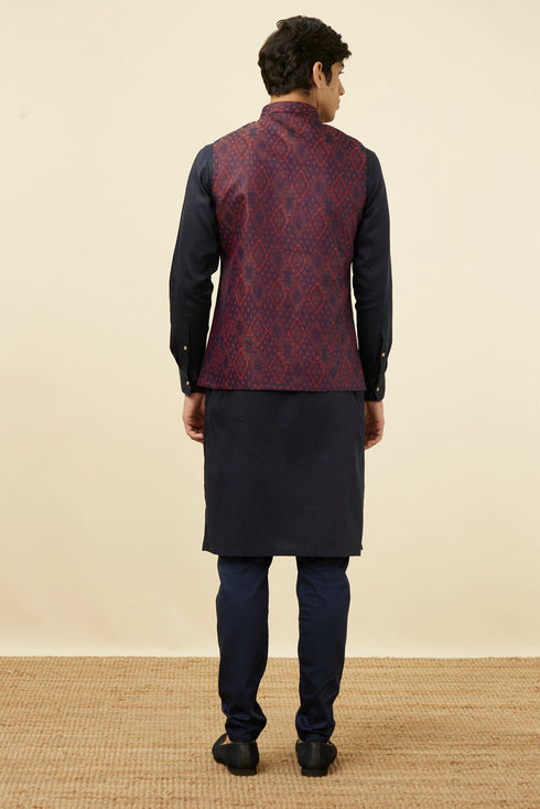 Manyavar Dark Blue Printed Jacket