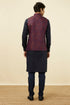 Manyavar Dark Blue Printed Jacket