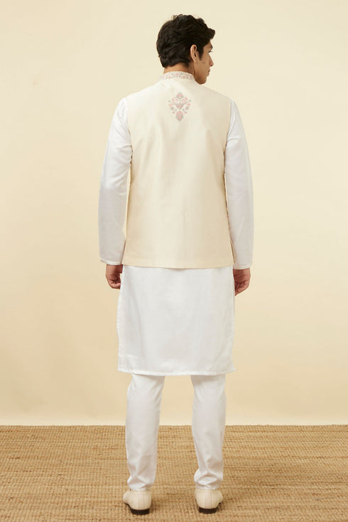 Manyavar Cream Jacket With Contrasting Floral Prints