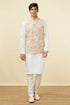 Manyavar Cream Jacket With Contrasting Floral Prints