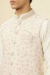 Manyavar Cream Jacket With Contrasting Pink Motifs