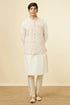 Manyavar Cream Jacket With Contrasting Pink Motifs
