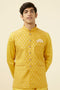 Manyavar Sunglow Yellow Buta Patterned Jacket