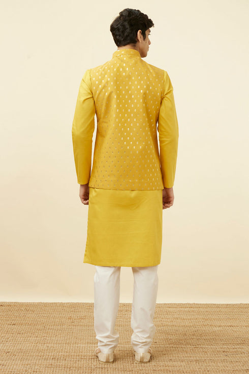Manyavar Sunglow Yellow Buta Patterned Jacket