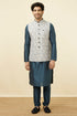 Manyavar Blue Floral Digital Print Nehru Jacket